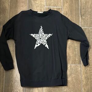 Mazik Black Sweatshirt with Leopard Star